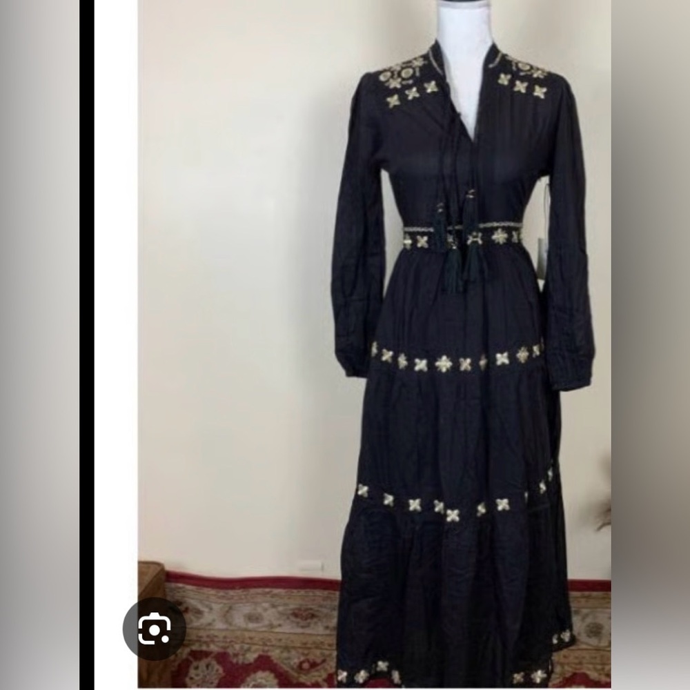 Tularosa Black Maxi Dress with Embroidery